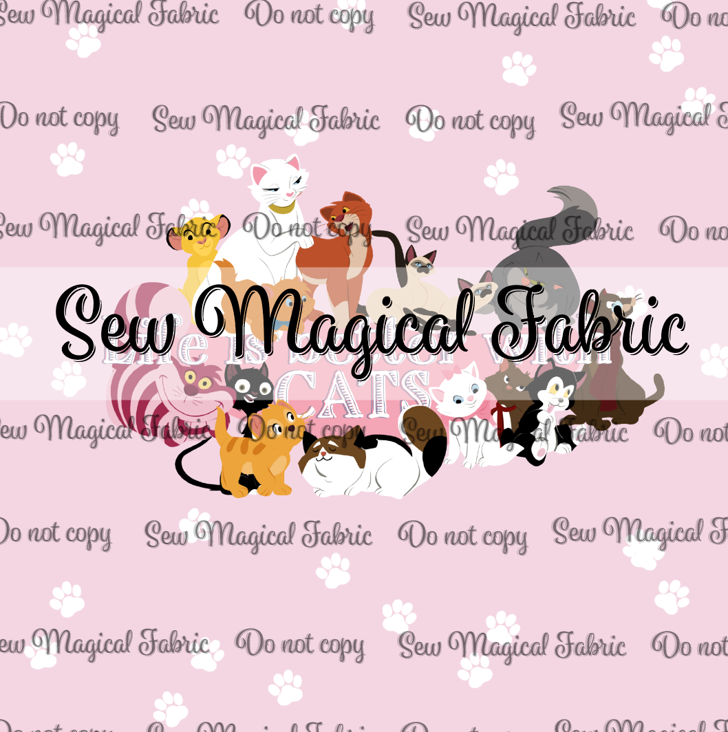 R001 Purrfect Cats Pink BK Panel Set 3pc