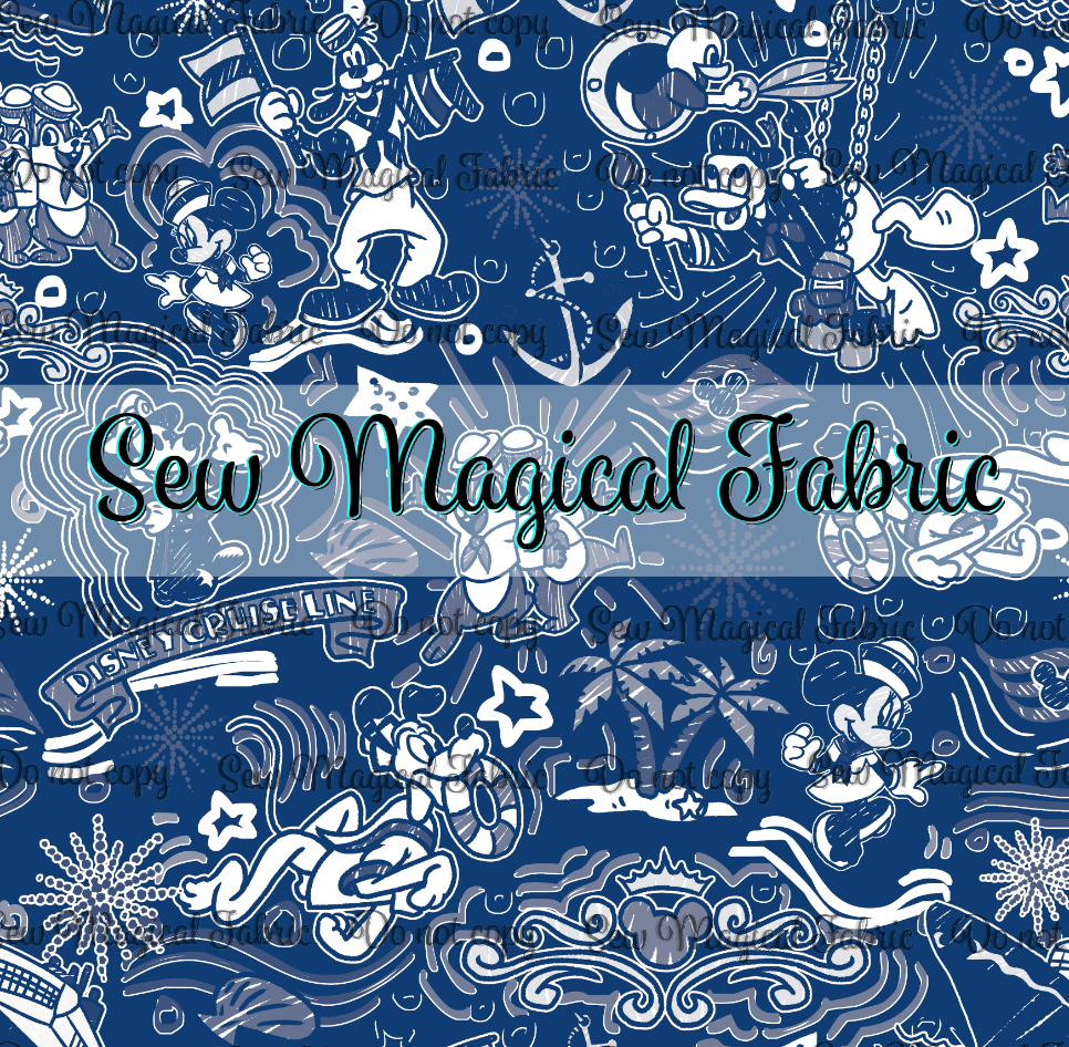 R002 Cruise Sketchy - Navy Toile