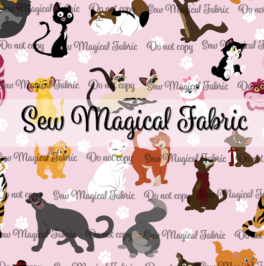 R001 Purrfect Cats Pink Main ~ Small Scale