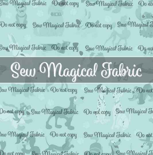 R001 Fetchy Dogs Aqua TONAL ~ Mini Scale