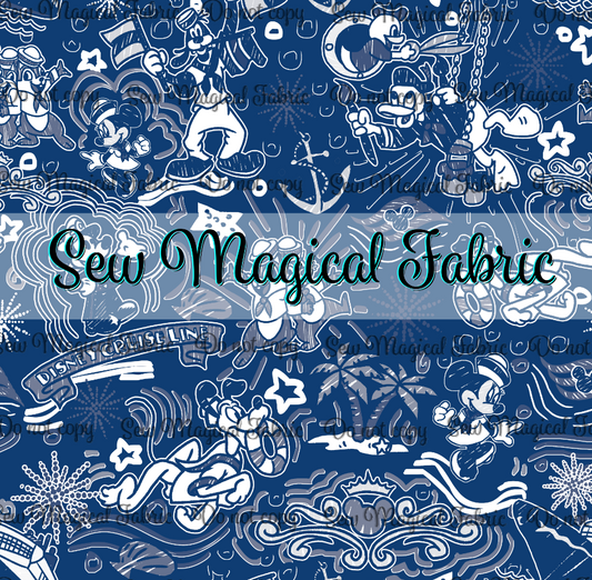 R002 Cruise Sketchy - Navy Toile