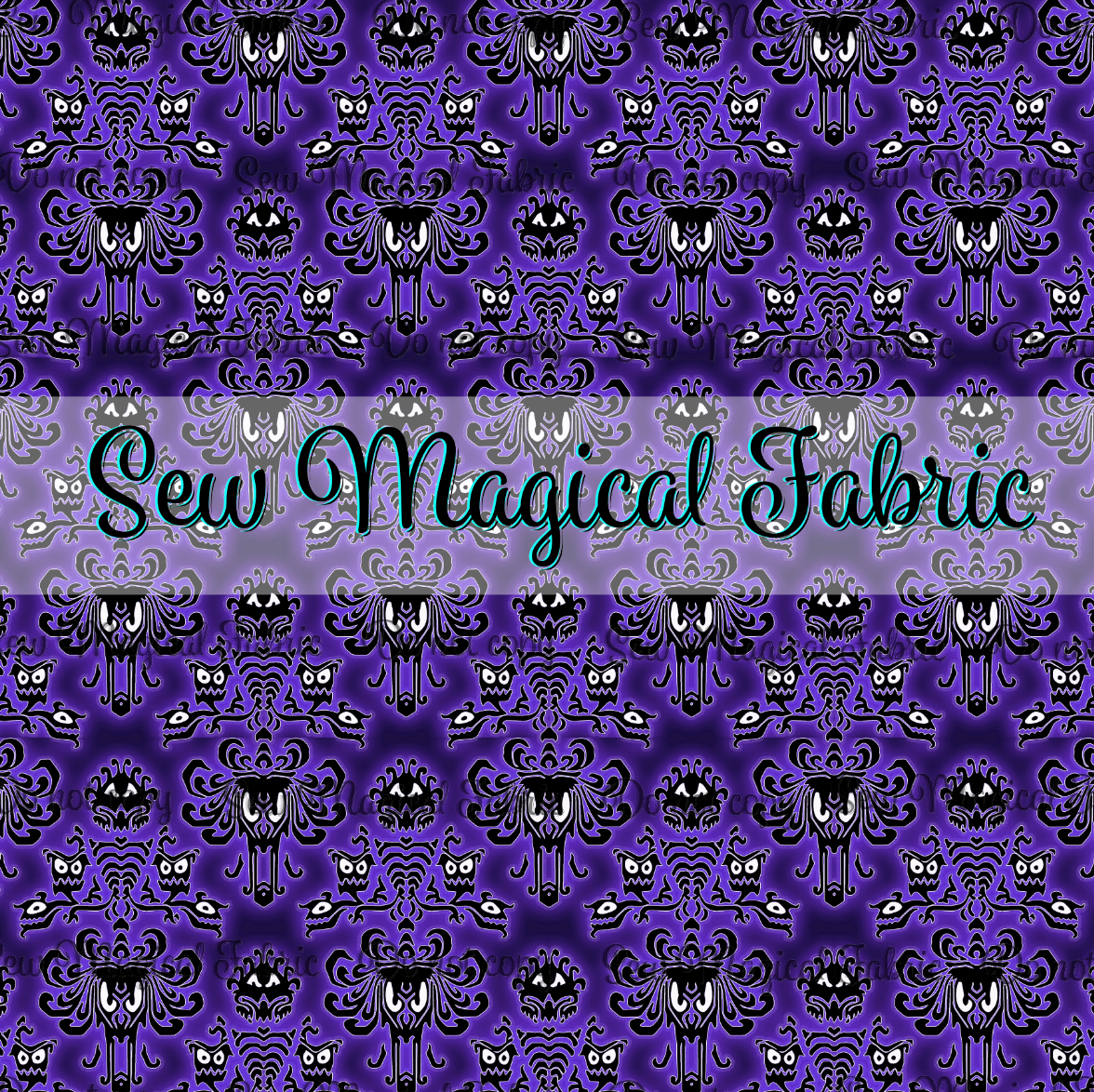 R003 Haunted Characters - VINYL Glow Purple Wallpaper