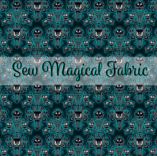R003 Haunted Characters - VINYL Glow Green Wallpaper