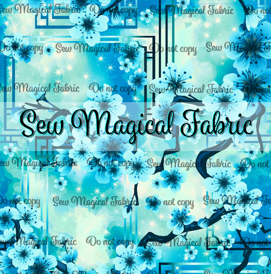 R006 Tiger & Magpie - Aqua Cherry Blossoms