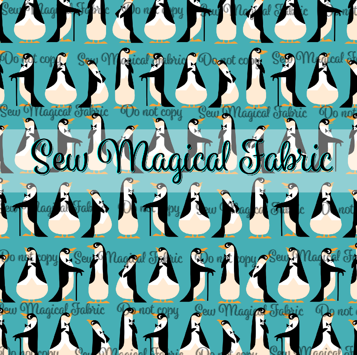 What's Poppin? - Penguin Line Teal - Mini Scale  1"